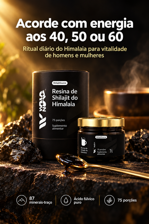 Anúncio emocional de Shilajit com ritual matinal
