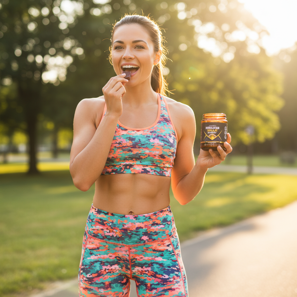 Mulher corrida com Shilajit Gummies - versão 2